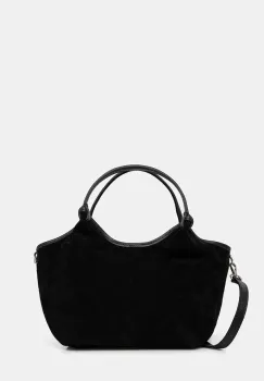 Answear Lab geanta de mana din piele intoarsa culoarea negru imagine