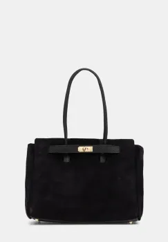 Answear Lab geanta de mana din piele intoarsa culoarea negru imagine