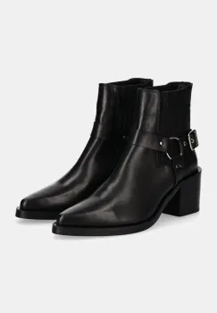 Answear Lab ghete chelsea de piele femei, culoarea negru, cu toc drept imagine
