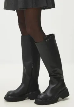 Answear Lab ghete de piele femei, culoarea negru, cu platforma imagine