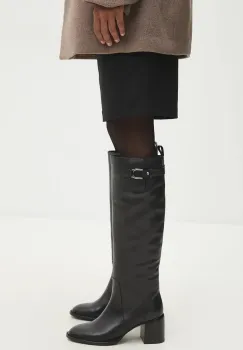 Answear Lab ghete de piele femei, culoarea negru, cu toc drept imagine