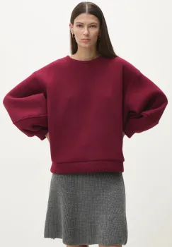 Answear Lab hanorac de bumbac femei, culoarea bordo, neted imagine