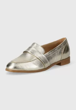 Answear Lab mocasini de piele femei, culoarea auriu, cu toc plat imagine