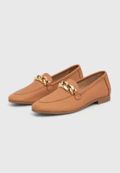 Answear Lab mocasini de piele femei, culoarea maro, cu toc plat imagine