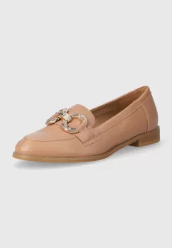Answear Lab mocasini de piele femei, culoarea portocaliu, cu toc plat imagine