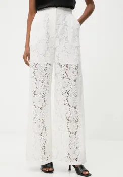 Answear.LAB pantaloni culoarea alb, drept, high waist imagine