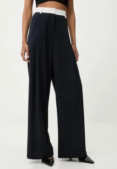 Answear Lab pantaloni culoarea albastru marin, lat, high waist imagine