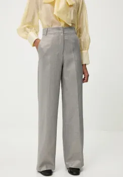 Answear Lab pantaloni culoarea argintiu, drept, high waist imagine