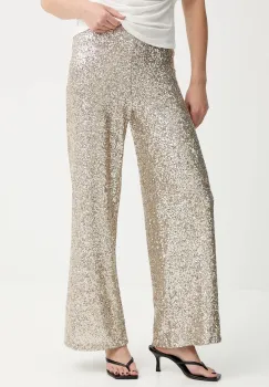 Answear.LAB pantaloni culoarea auriu, lat, high waist imagine