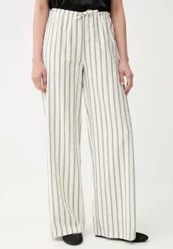 Answear Lab pantaloni culoarea bej, drept, high waist imagine