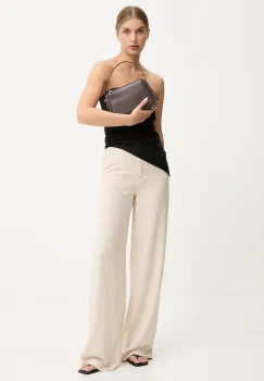 Answear.LAB pantaloni culoarea bej, lat, high waist imagine