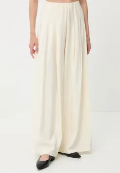 Answear Lab pantaloni culoarea bej, lat, high waist imagine