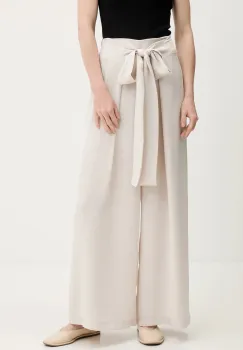 Answear Lab pantaloni culoarea bej, lat, high waist imagine