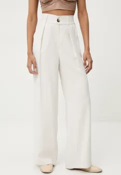 Answear Lab pantaloni culoarea bej, lat, high waist imagine
