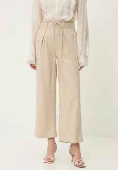 Answear Lab pantaloni culoarea bej, lat, high waist imagine