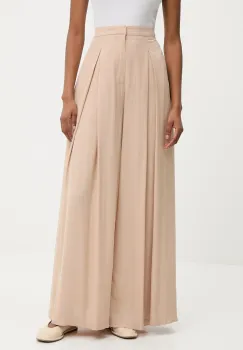 Answear Lab pantaloni culoarea bej, lat, high waist imagine