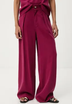 Answear Lab pantaloni culoarea bordo, lat, high waist imagine
