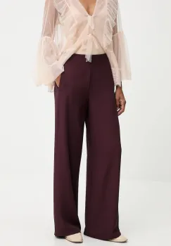 Answear.LAB pantaloni culoarea bordo, lat, high waist imagine