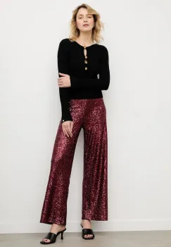 Answear.LAB pantaloni culoarea bordo, lat, high waist imagine