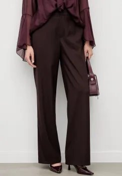 Answear.LAB pantaloni culoarea bordo, lat, high waist imagine