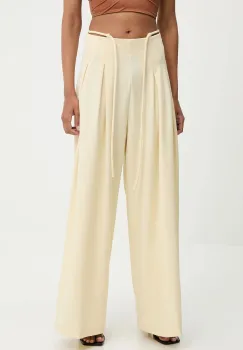 Answear Lab pantaloni culoarea galben, lat, high waist imagine