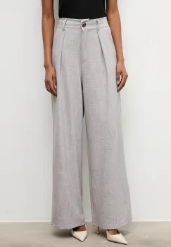 Answear.LAB pantaloni culoarea gri, drept, high waist imagine