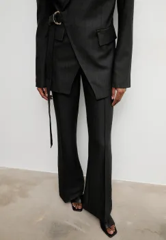 Answear.LAB pantaloni culoarea gri, evazati, medium waist imagine