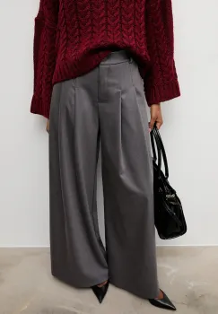 Answear.LAB pantaloni culoarea gri, lat, high waist imagine