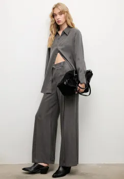 Answear.LAB pantaloni culoarea gri, lat, high waist imagine