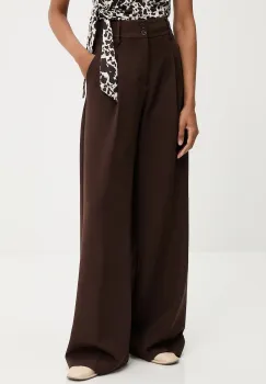 Answear.LAB pantaloni culoarea maro, drept, high waist imagine