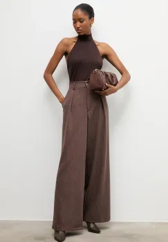 Answear.LAB pantaloni culoarea maro, drept, high waist imagine