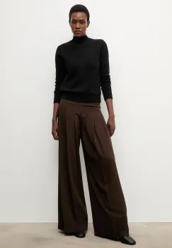 Answear.LAB pantaloni culoarea maro, lat, high waist imagine