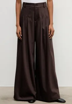 Answear.LAB pantaloni culoarea maro, lat, high waist imagine