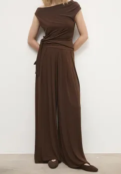 Answear.LAB pantaloni culoarea maro, lat, high waist imagine