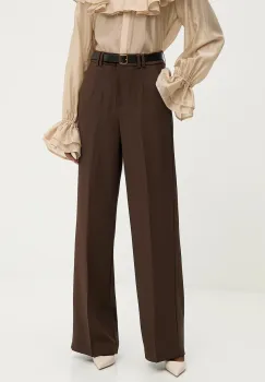 Answear.LAB pantaloni culoarea maro, lat, high waist imagine