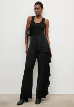 Answear.LAB pantaloni culoarea negru, lat, high waist imagine