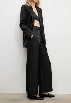 Answear.LAB pantaloni culoarea negru, lat, high waist imagine