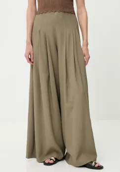 Answear Lab pantaloni culoarea verde, lat, high waist imagine