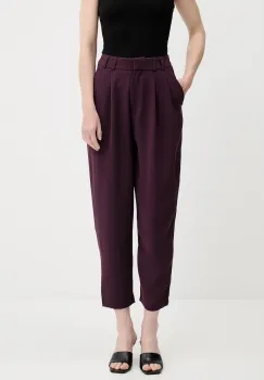 Answear Lab pantaloni culoarea violet, fason chinos, high waist imagine