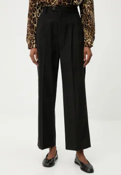 Answear.LAB pantaloni de bumbac culoarea negru, drept, high waist imagine