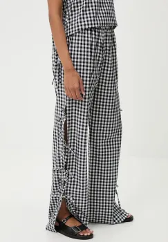 Answear Lab pantaloni de bumbac culoarea negru, drept, high waist imagine