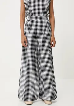 Answear Lab pantaloni de bumbac culoarea negru, lat, high waist imagine