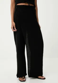 Answear Lab pantaloni de bumbac culoarea negru, lat, high waist imagine