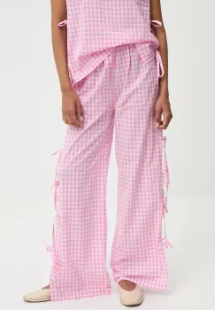Answear Lab pantaloni de bumbac culoarea roz, drept, high waist imagine