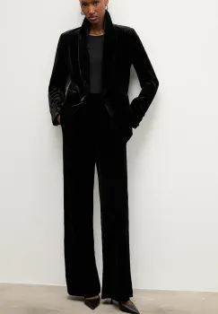 Answear.LAB pantaloni de catifea culoarea negru, lat, high waist imagine