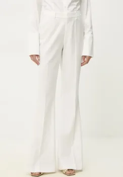 Answear Lab pantaloni de costum evazati culoarea alb, evazati, high waist imagine