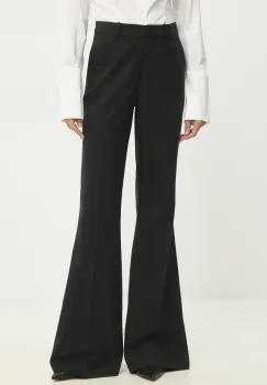 Answear Lab pantaloni de costum evazati culoarea negru, evazati, high waist imagine