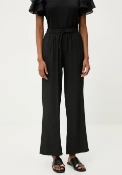 Answear Lab pantaloni din in culoarea negru, lat, high waist imagine