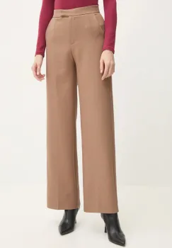 Answear Lab pantaloni din lana culoarea bej, drept, high waist imagine