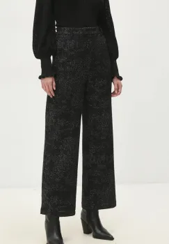 Answear Lab pantaloni din lana culoarea negru, drept, high waist imagine